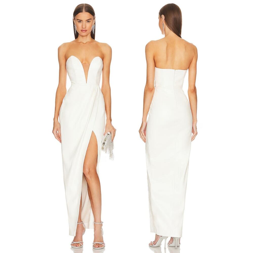 Michael Costello Jake Gown Faux Leather Strapless Party Bridal Formal Prom XS